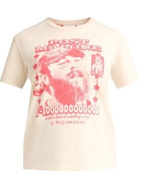 Women’s Official Post Malone Graphic Crewneck Tee in Cream with Red Graphic